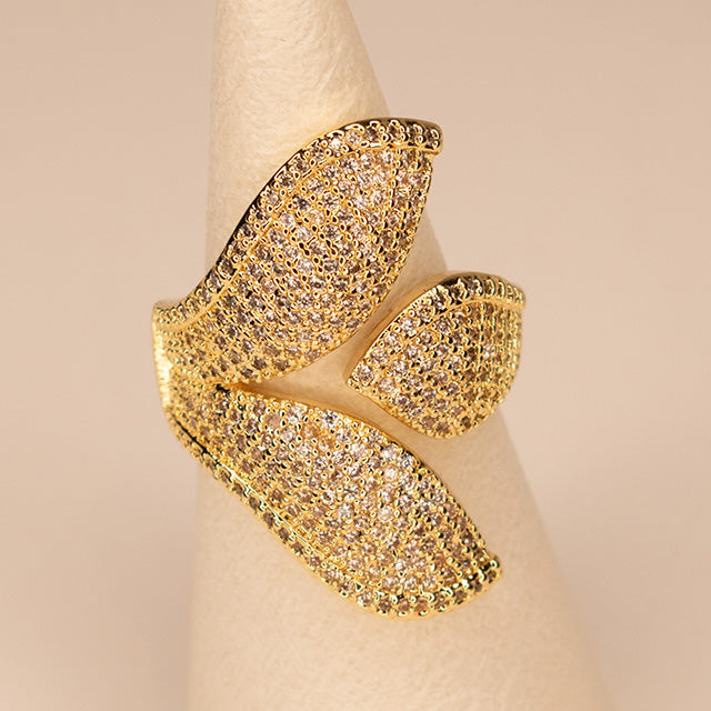 Anillo Cola de Sirena Dorado con Brillos