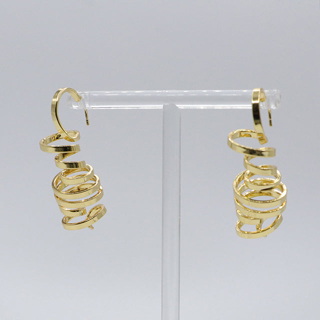 Aretes Espiral Zigzag Dorados