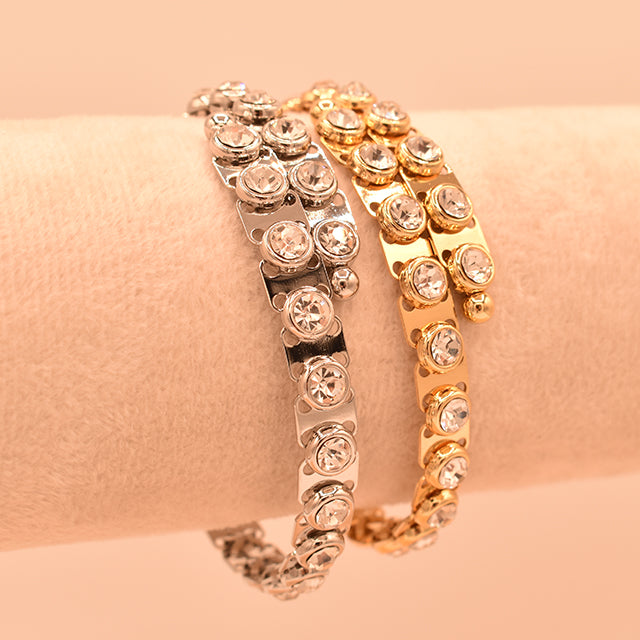 Pulsera de Eslabones con Cristales Brillantes