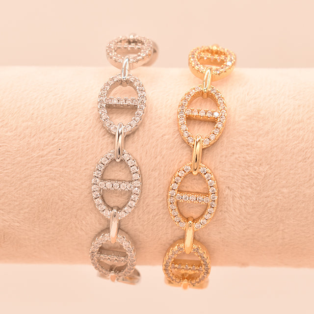 Pulsera Eslabones Ovalados Brillantes