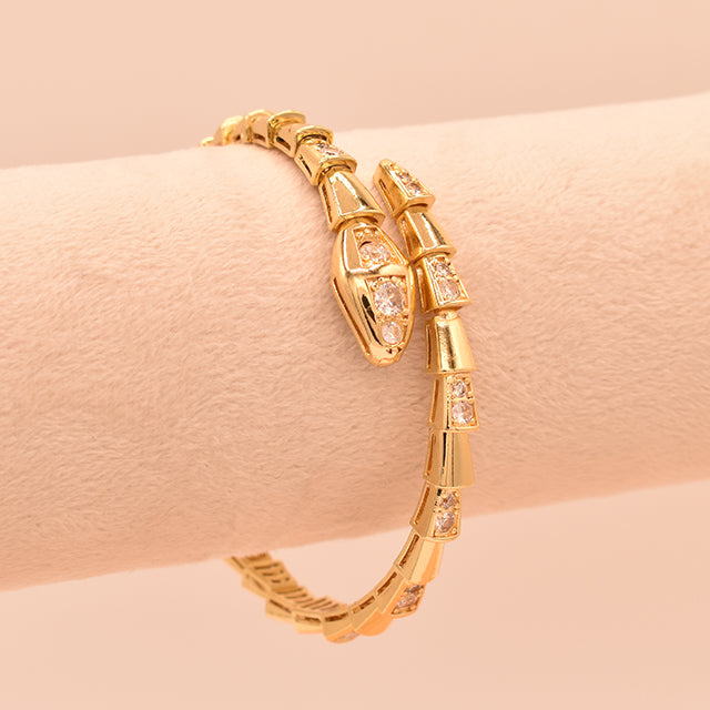 Pulsera Serpiente Dorada con Circonitas
