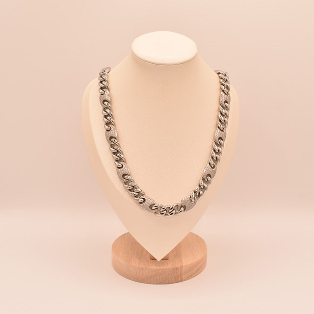 Collar Cadena Eslabones Mixtos Plata