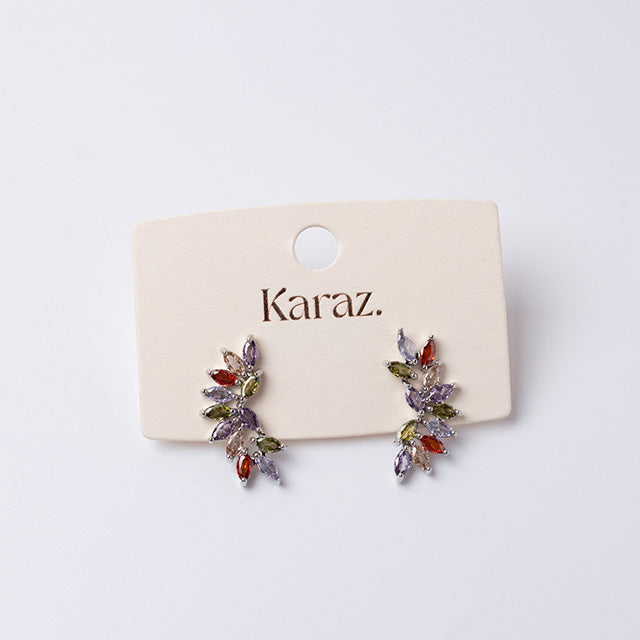 Aretes Trepadores Hojas Brillantes Multicolor