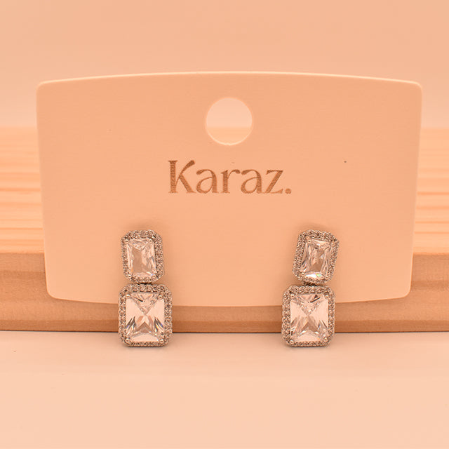 Pendientes Karaz con Cristales Rectangulares y Halo