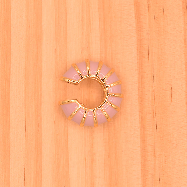 Earcuff Rosa y Oro Acanalado