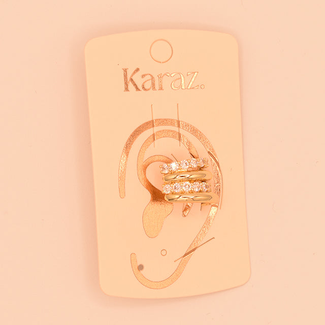 Earcuff Triple Brillo Dorado