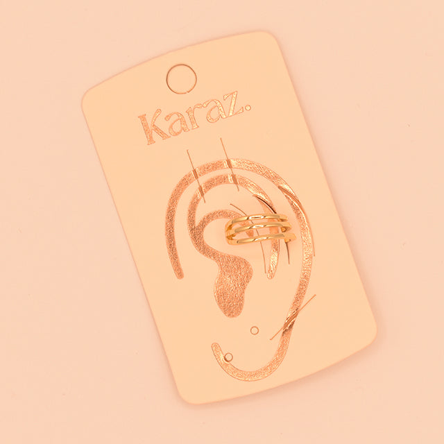 Earcuff Triple Línea Dorado