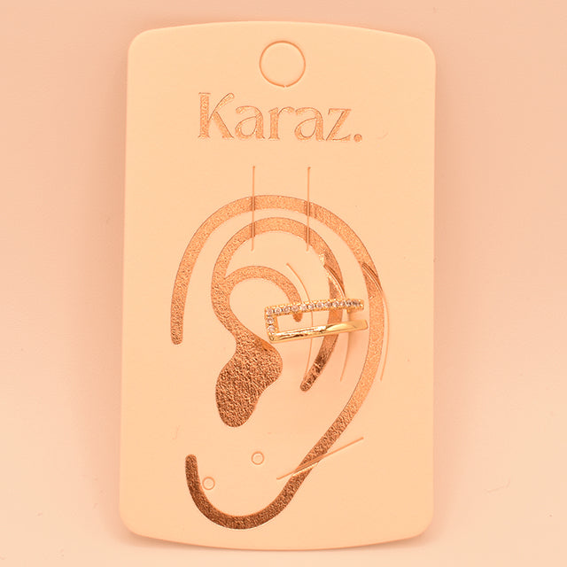 Earcuff Doble Banda con Circonitas Oro
