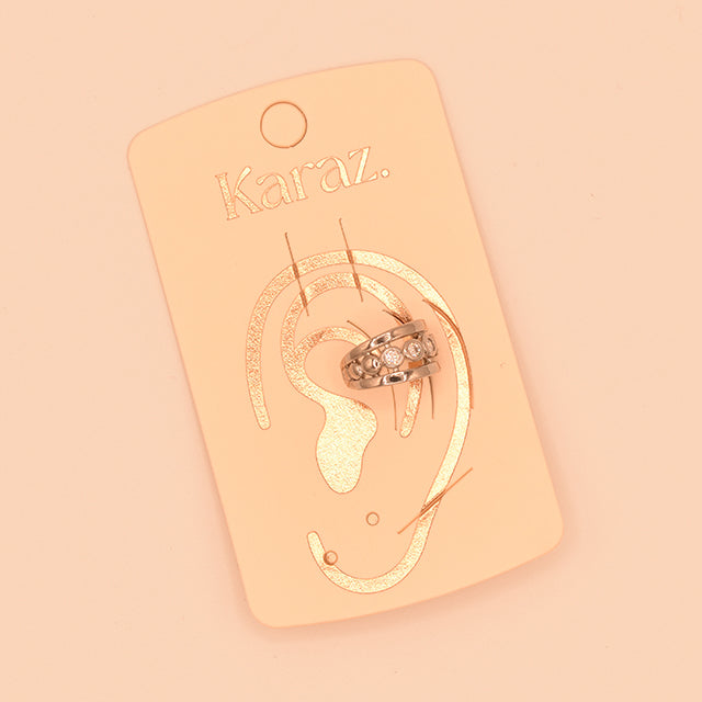 Earcuff Doble Banda con Brillos
