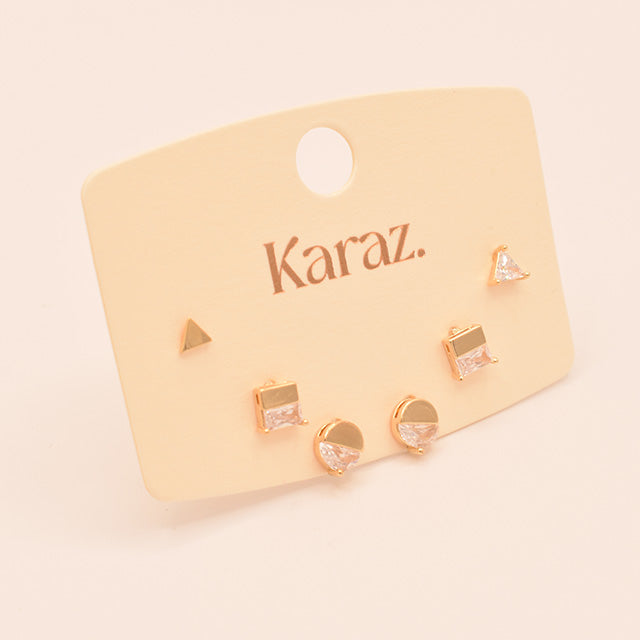 Set de Pendientes Topo Geométricos con Brillo
