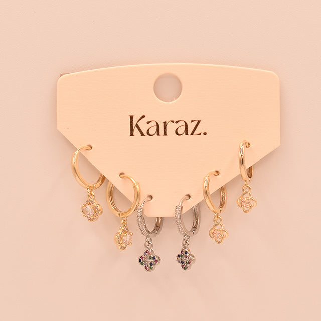 Set de Pendientes Aro y Trébol TOPO