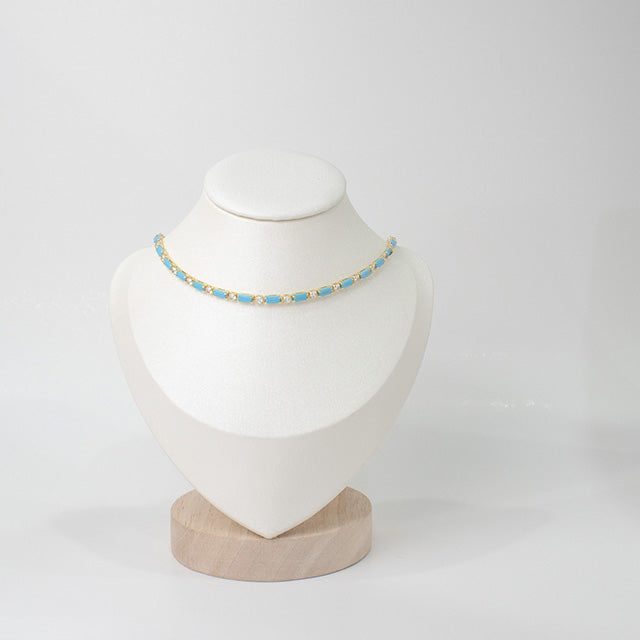 Collar Choker Celeste y Oro