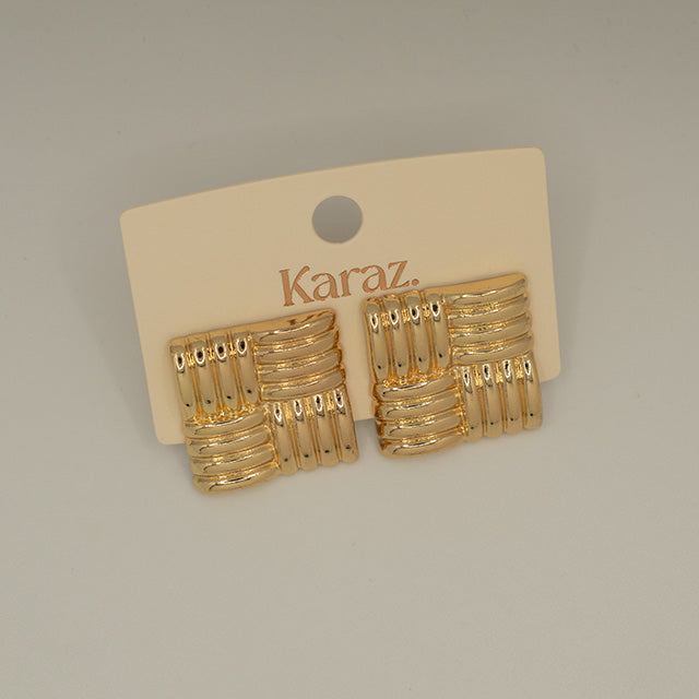 Aretes Cuadrados Trenzados Dorados
