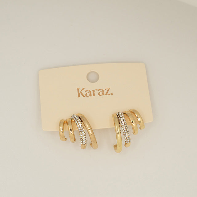 Pendientes Aro Triple Brillante Oro