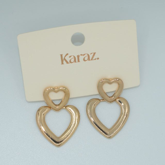 Pendientes Corazones Dobles Dorados