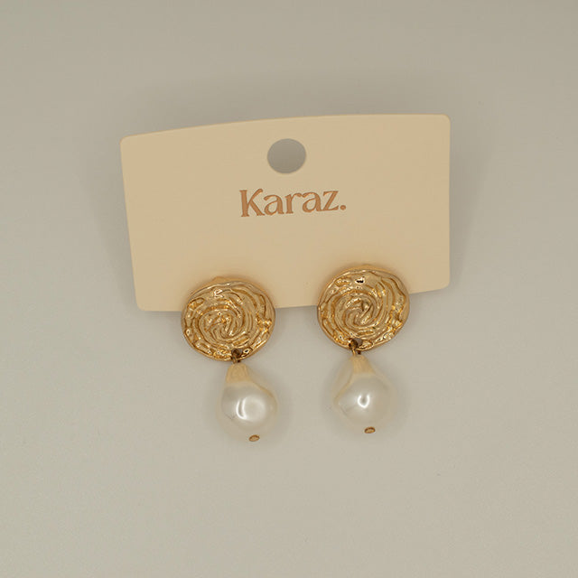 Pendientes Espiral Dorada con Perla Barroca