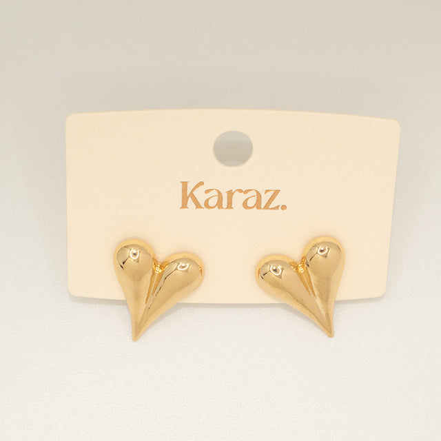 Aretes Corazón Puffy Dorados