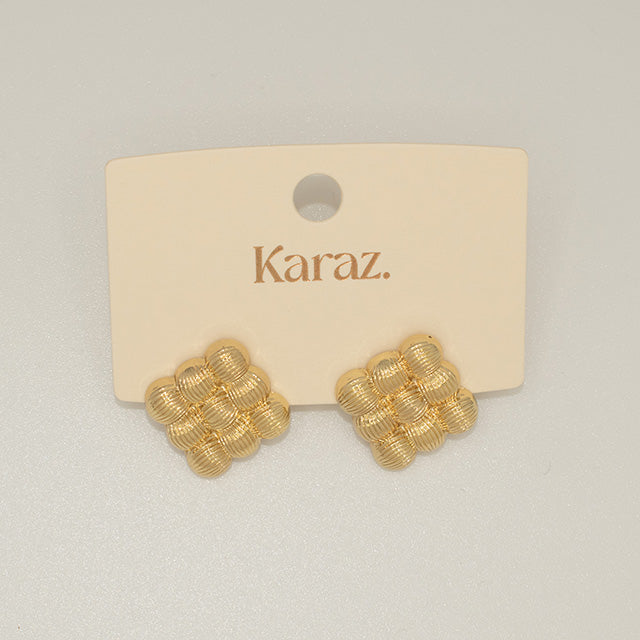 Aretes Dorados con Textura Acolchada