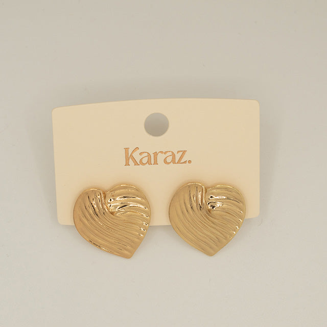 Aretes Corazón Ondulado Dorados