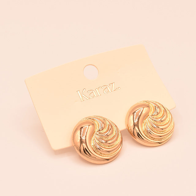 Aretes Redondos con Textura Espiral Dorados