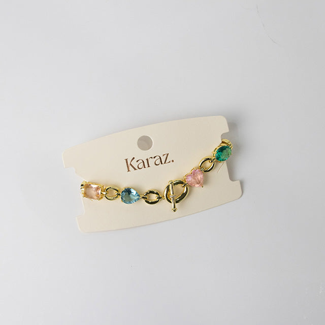 Pulsera de Eslabones con Piedras Multicolor y Cierre Toggle