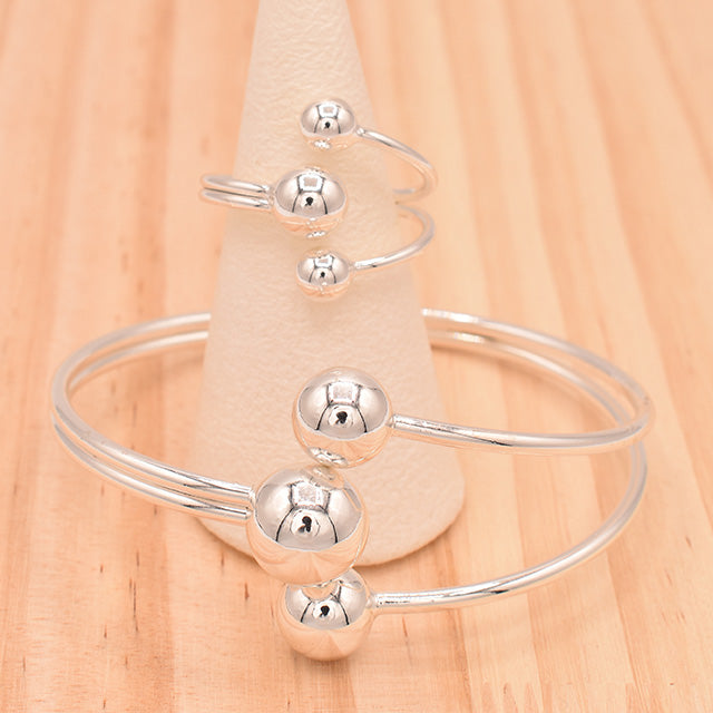 Pulsera Doble Esferas Minimalista Plata