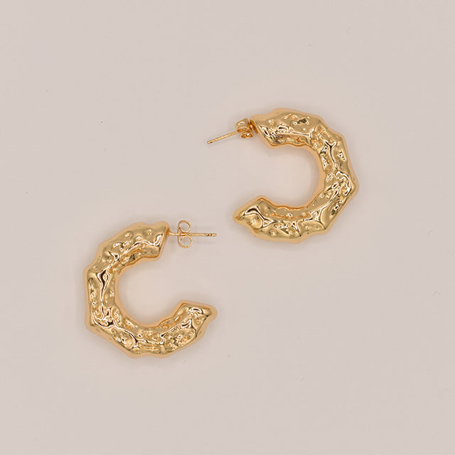 Aretes Aro Irregular Dorado