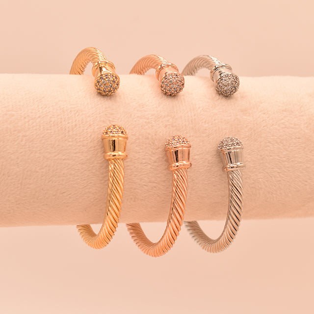 Pulsera Rígida Trenzada Brillo