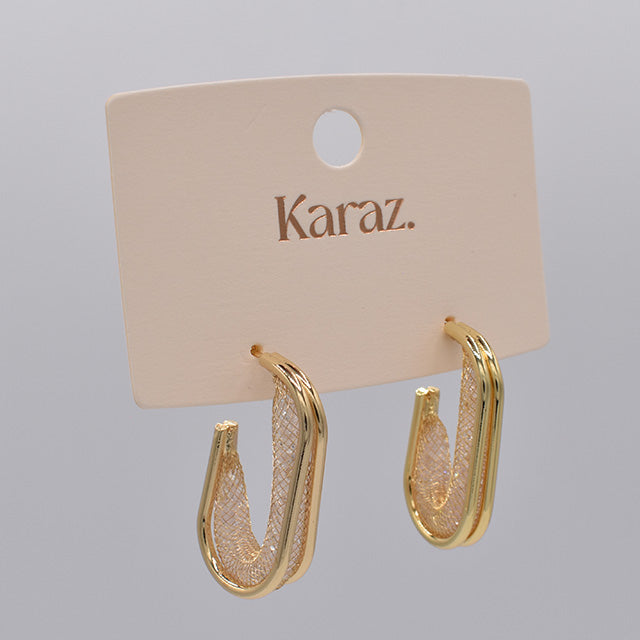 Aretes Aro Malla Dorada Elegantes