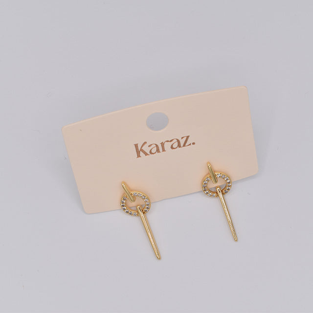Pendientes Aro y Barra con Brillo Dorado