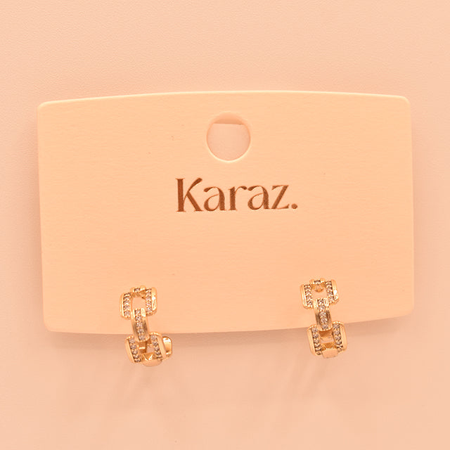 Aretes Eslabones Brillantes Oro