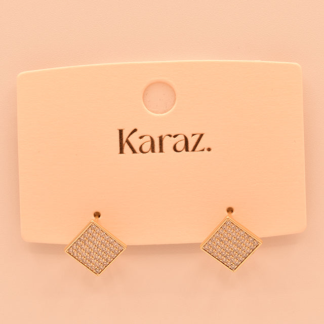 Aretes Cuadrados Brillantes Dorados
