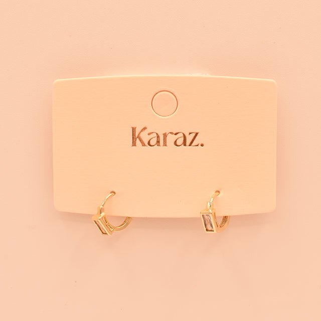 Arete: Mini Aros Dorados con Cristal Baguette