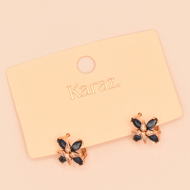 Aretes Mini Aro Flores Azul Noche