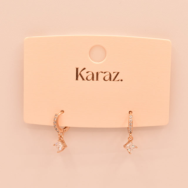 Pendientes Aro Brillo Cuadrado Oro Rosa