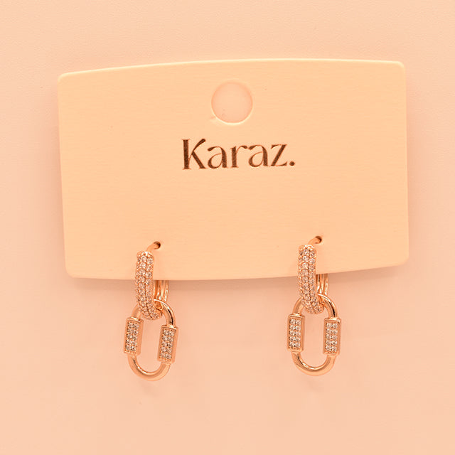 Aretes Eslabón Brillante Oro Rosa