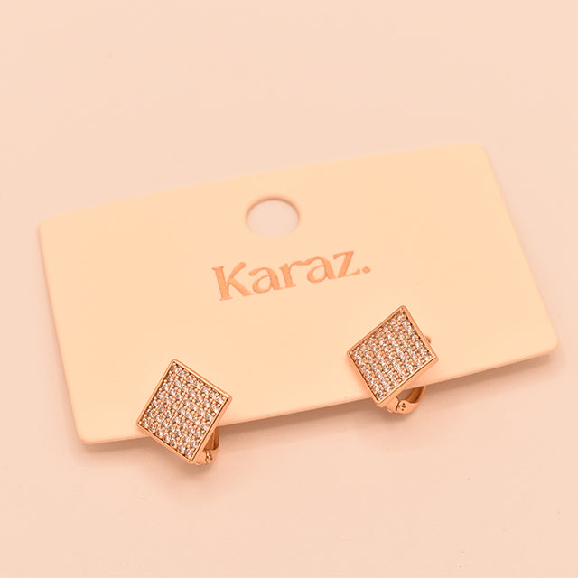 Pendientes Cuadrados Brillantes Oro Rosa