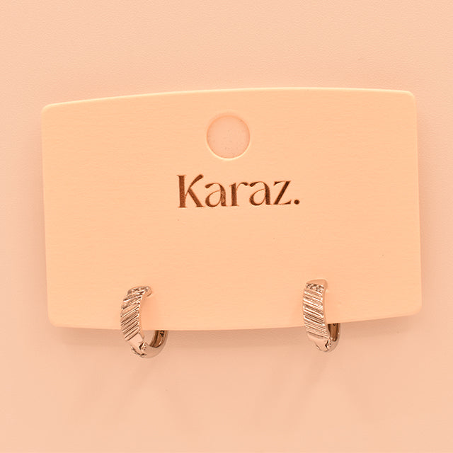 Aretes Aros Mini Textura Rayada Plata