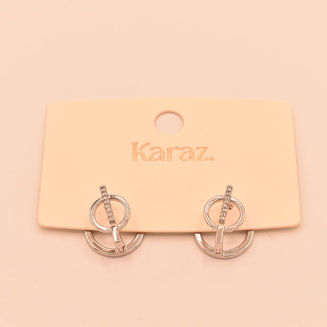 Aretes Doble Aro con Barra Brillante