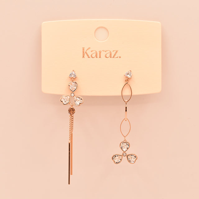 Pendientes Asimétricos Corazones Brillantes