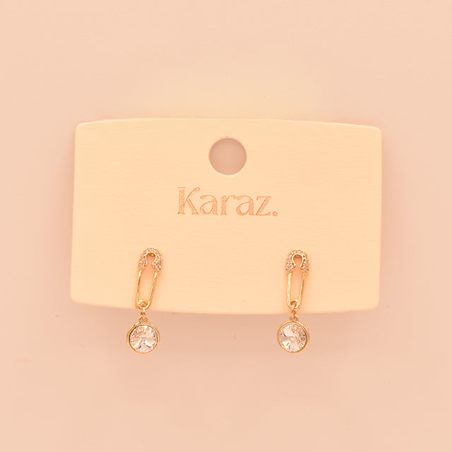 Aretes Imperdible con Cristal Dangle