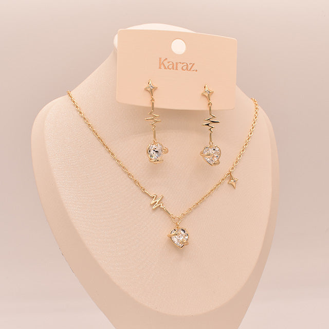 Conjunto Latido del Corazón y Estrellas Dorado