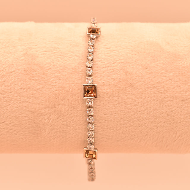 Pulsera Tennis con Cristales Ámbar y Brillantes
