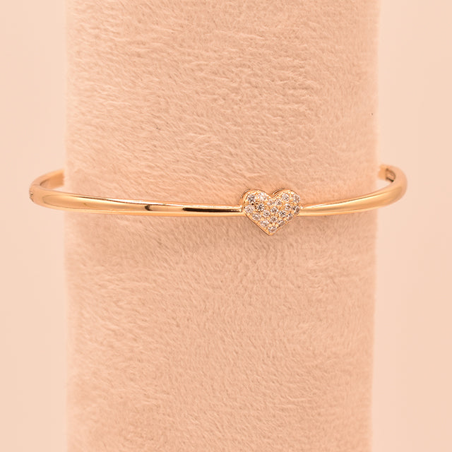 Pulsera Rígida Corazón Brillante