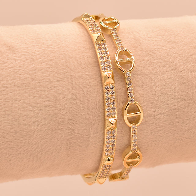 Set de Pulseras Glamour Dorado