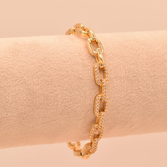 Pulsera Eslabones Brillantes Dorada