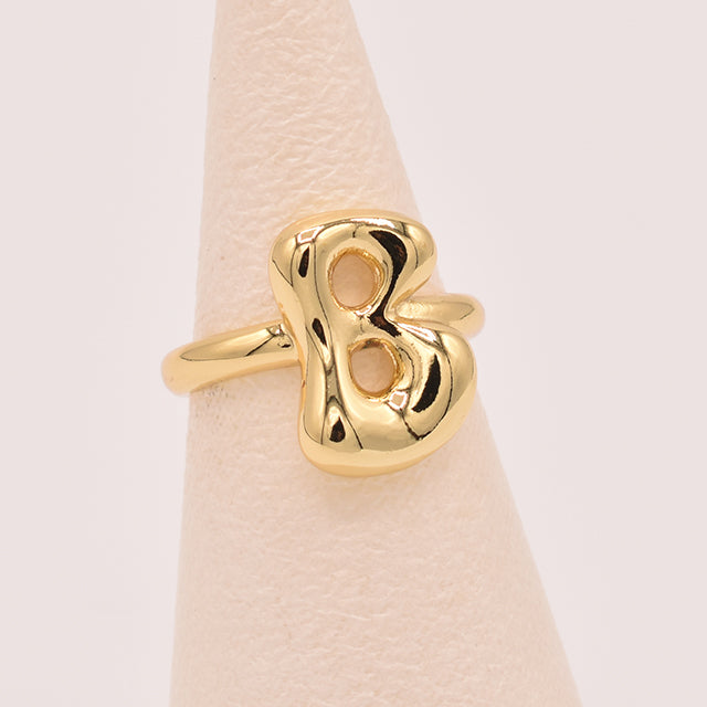 Anillo Letra B Bubble Dorado