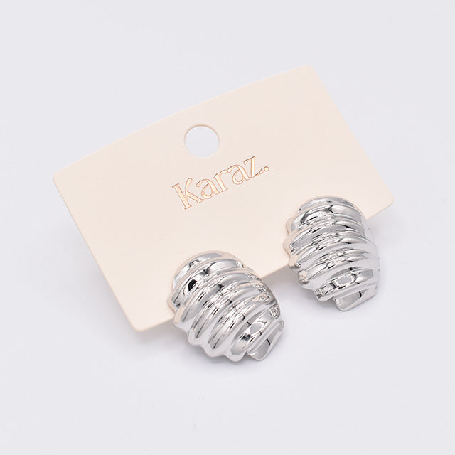 Aretes Ondulados Karaz - Brillo Plateado Único