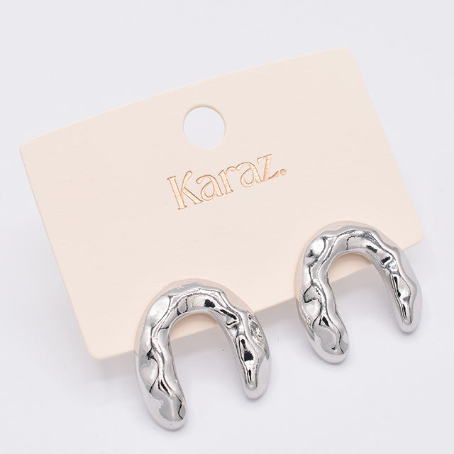 Aretes Plateados con Textura Orgánica