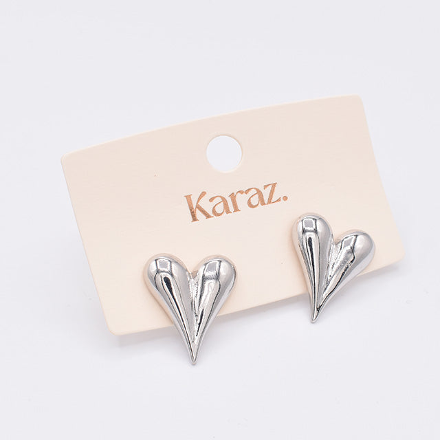 Pendientes Corazón Puffy Plateados